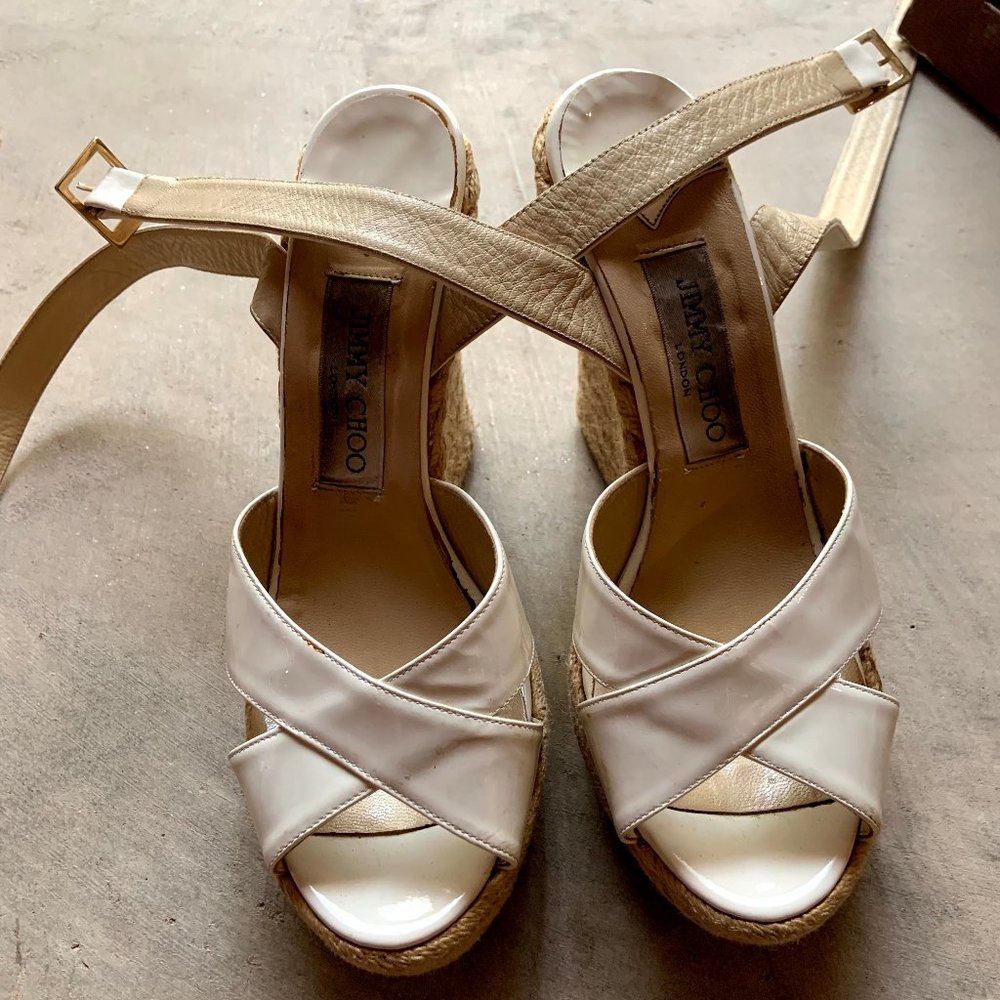 Jimmy Choo White Strap Wedges!